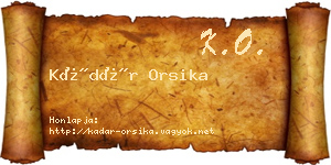 Kádár Orsika névjegykártya
